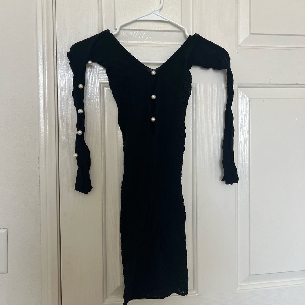 Black stretch net dress